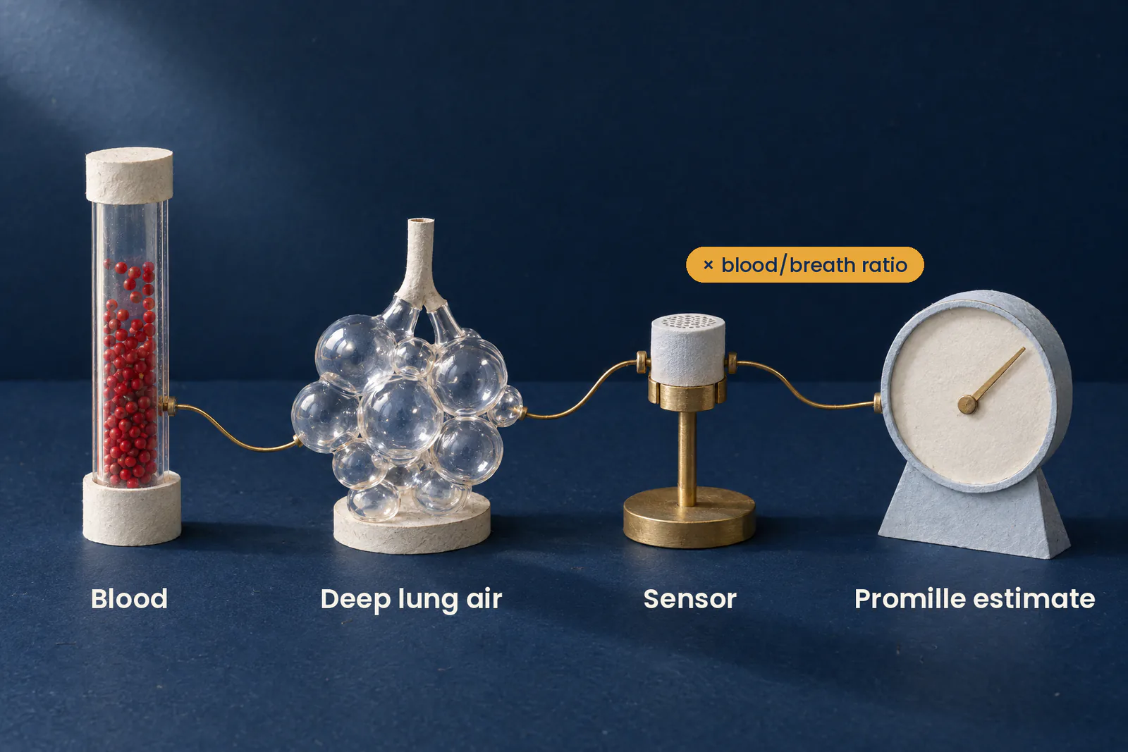How does a breathalyzer work? Sensors, accuracy and what the reading means 2 A breathalyzer measures alcohol in deep lung air, not in blood, and converts it into a promille estimate with a blood-to-breath ratio