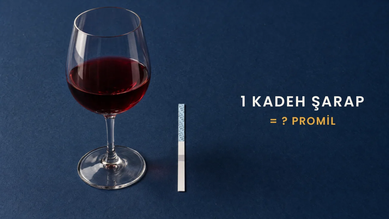 Bir kadeh kırmızı şarap ve AlkoSafe tükürük tarama şeridi: 1 kadeh şarap kaç promil?