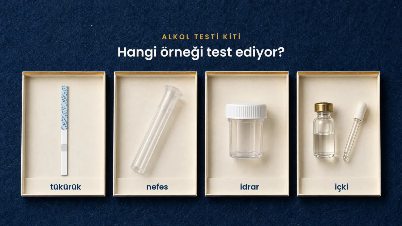 Alkol testi kiti türleri: tükürük, nefes, idrar ve içki örnekleri, AlkoSafe tükürük test şeridi